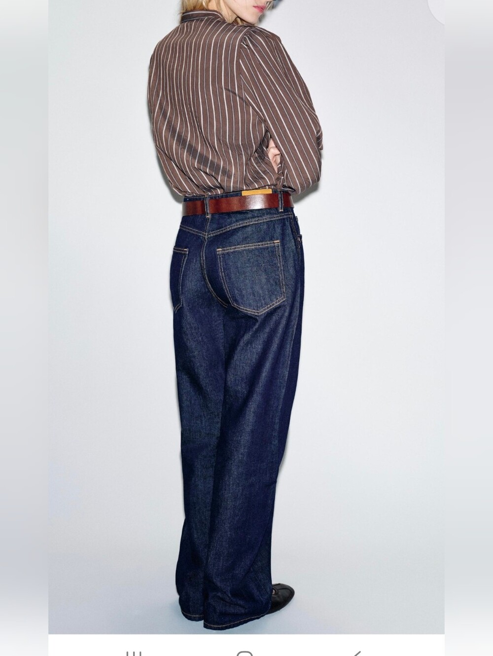 Zara Striped Ruffle Front Button-Up Blouse(S) - Picture 3 of 6